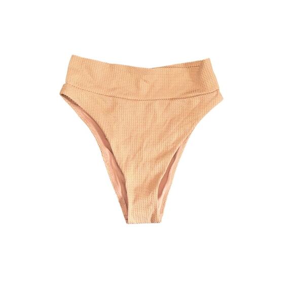 NWT! Aerie Cheeky Bikini Swim Bottom Waffle Print in Orange - Size Small - Picture 3 of 6